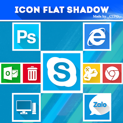 Bộ Icon flat longshadow cực đẹp