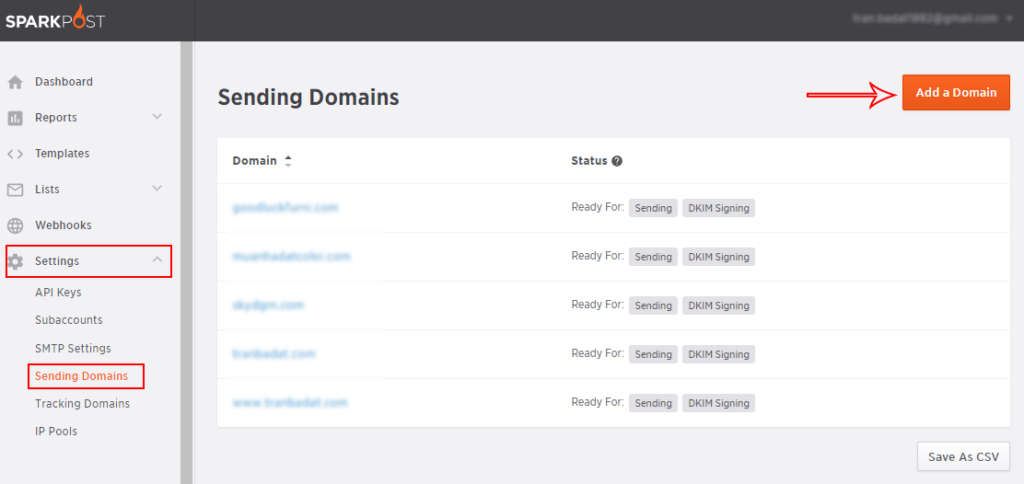 Cài đặt cấu hình SMTP SparkPost