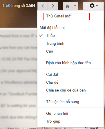 Chuyển sang giao diện Gmail mới
