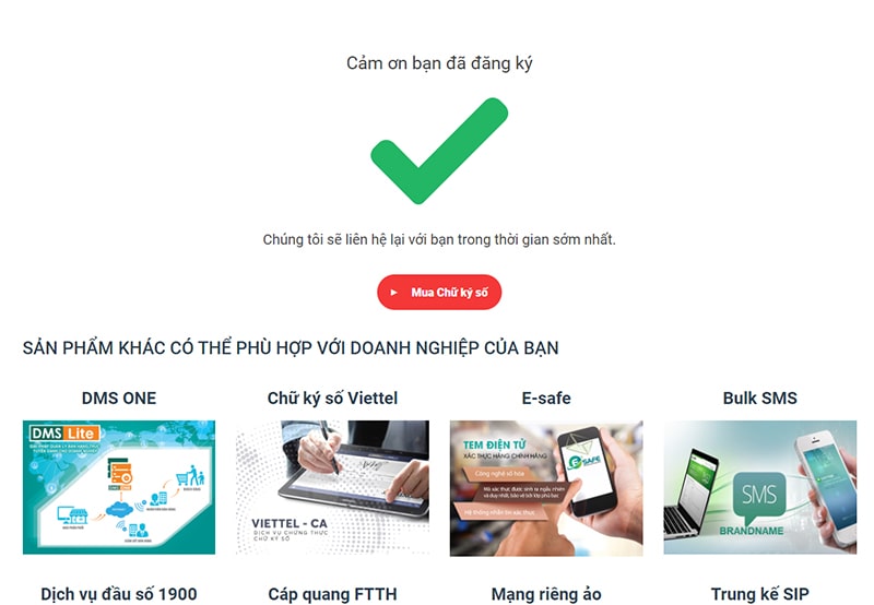 trang cảm ơn cho Contact Form 7