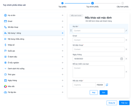 Ứng dụng biểu mẫu khảo sát