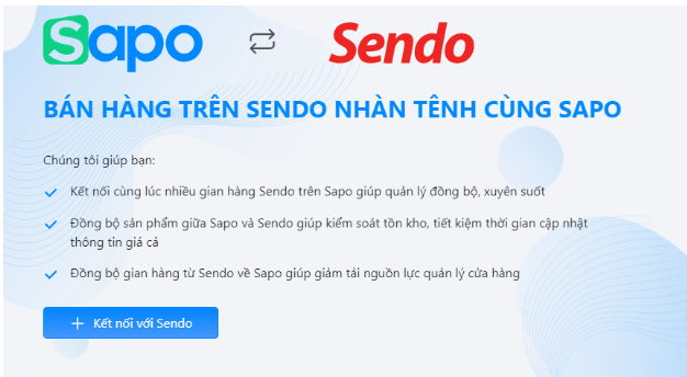 Kết nối gian hàng Sendo trên Sapo GO