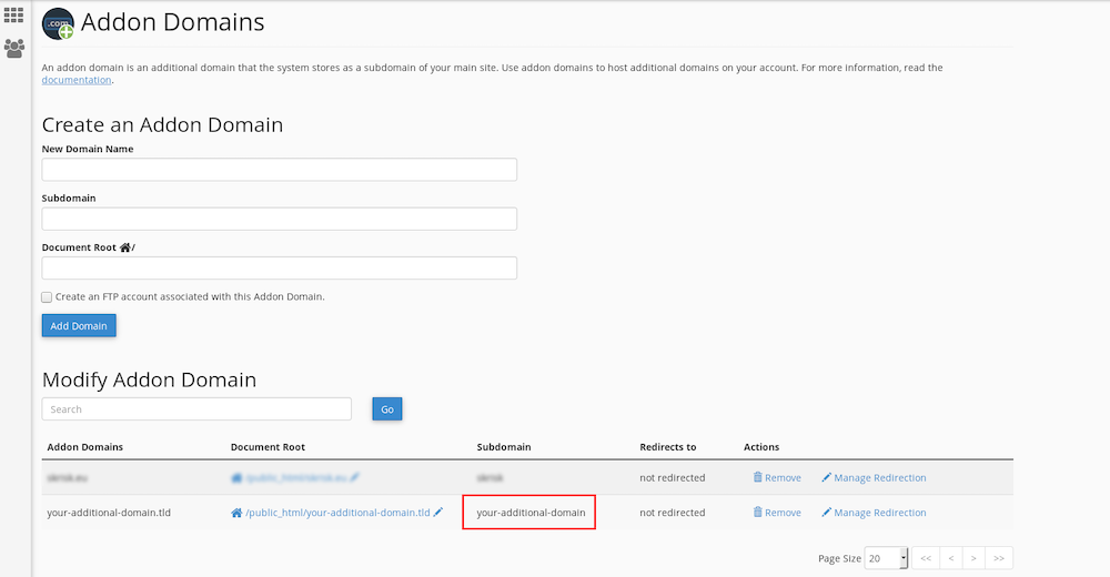 Cách hoạt động của addon domain như nào?