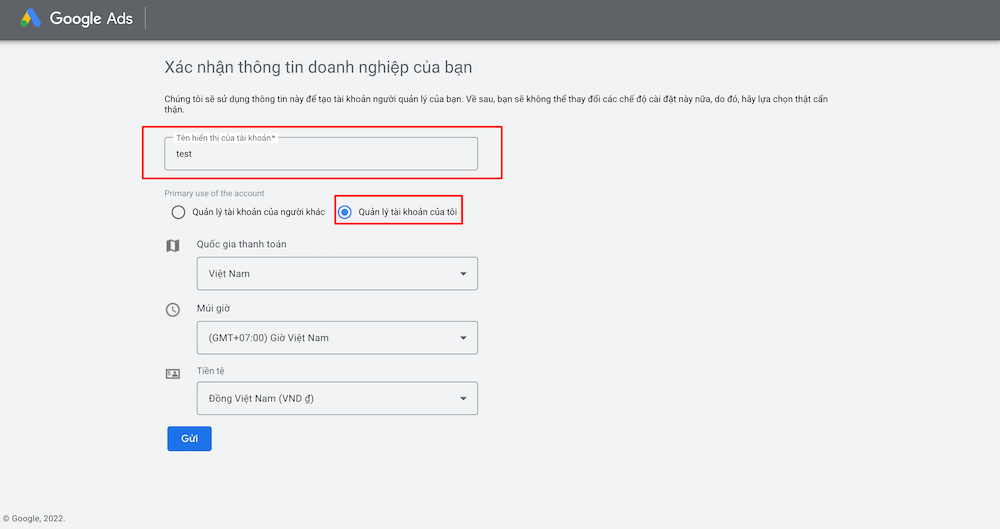 Tự tạo tài khoản Adword MCC