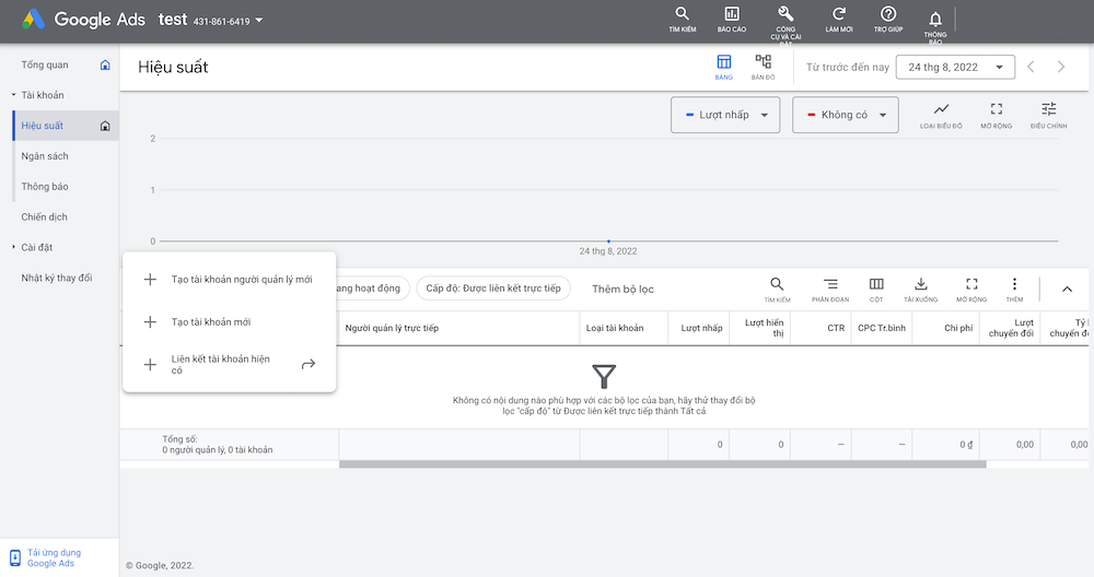 Tự tạo tài khoản Adword MCC