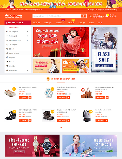giao diện web thương mại điện tử chuyên nghiệp Amomo