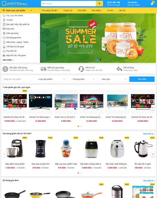 giao diện web kinh doanh đồ điện máy