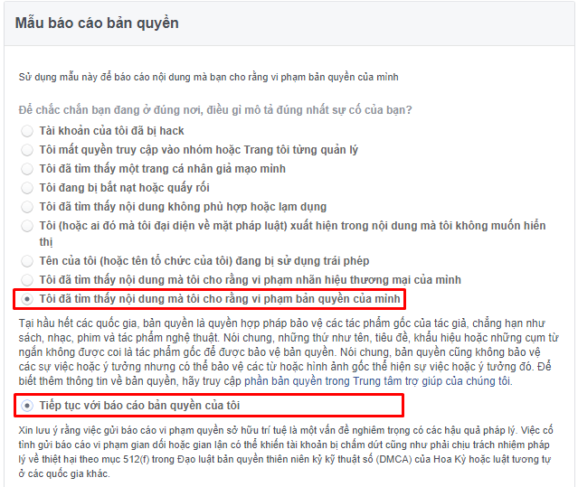 báo cáo facebook giả mạo