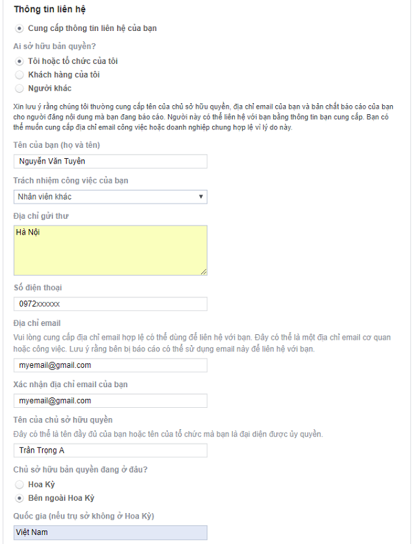 báo cáo facebook giả mạo