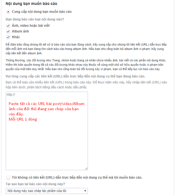 báo cáo facebook giả mạo