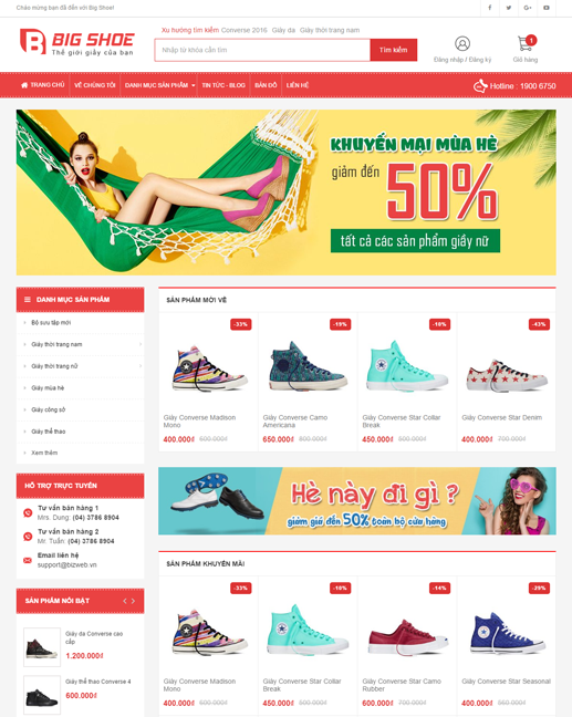 mẫu giao diện trang web bán giày Big Shoe