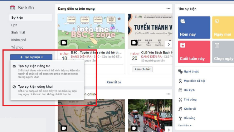 cách tạo sự kiện trên facebook