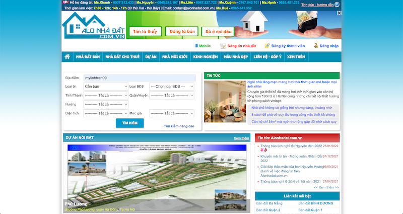 Trang mua bán nhà đất uy tín Alonhadat.com.vn