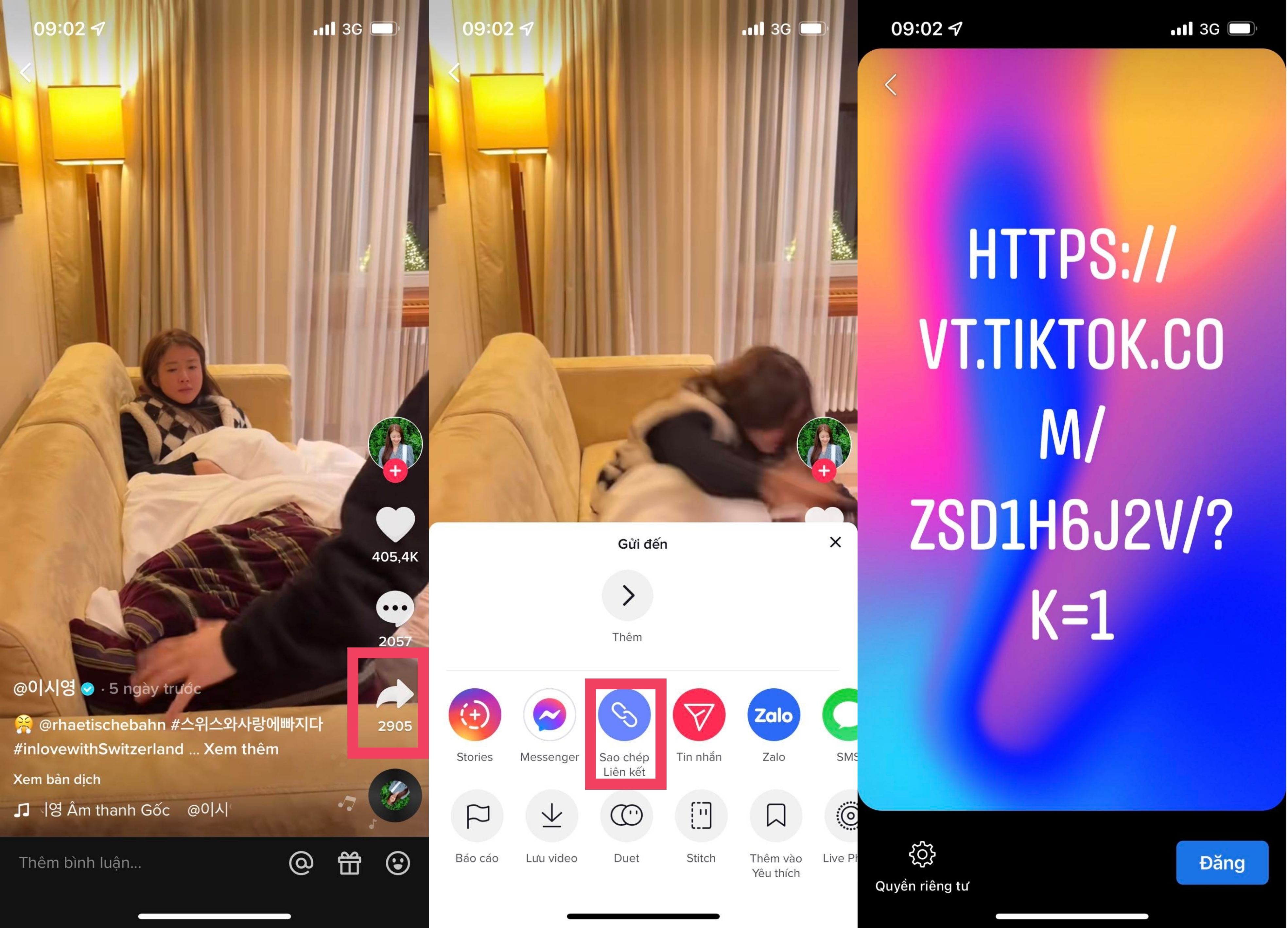 share video bằng cách dán link