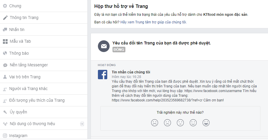 đổi tên fanpage