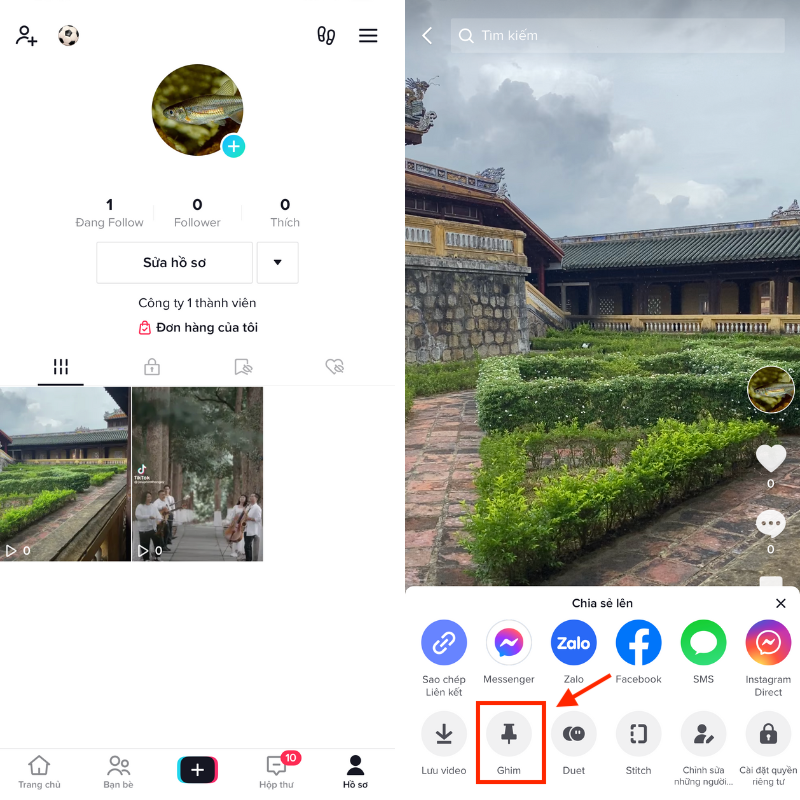 Cách ghim video trên TikTok