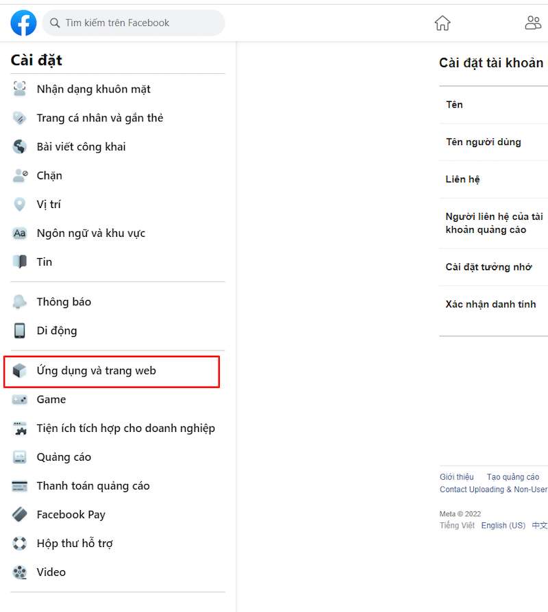 Cách gỡ ứng dụng liên kết với Facebook