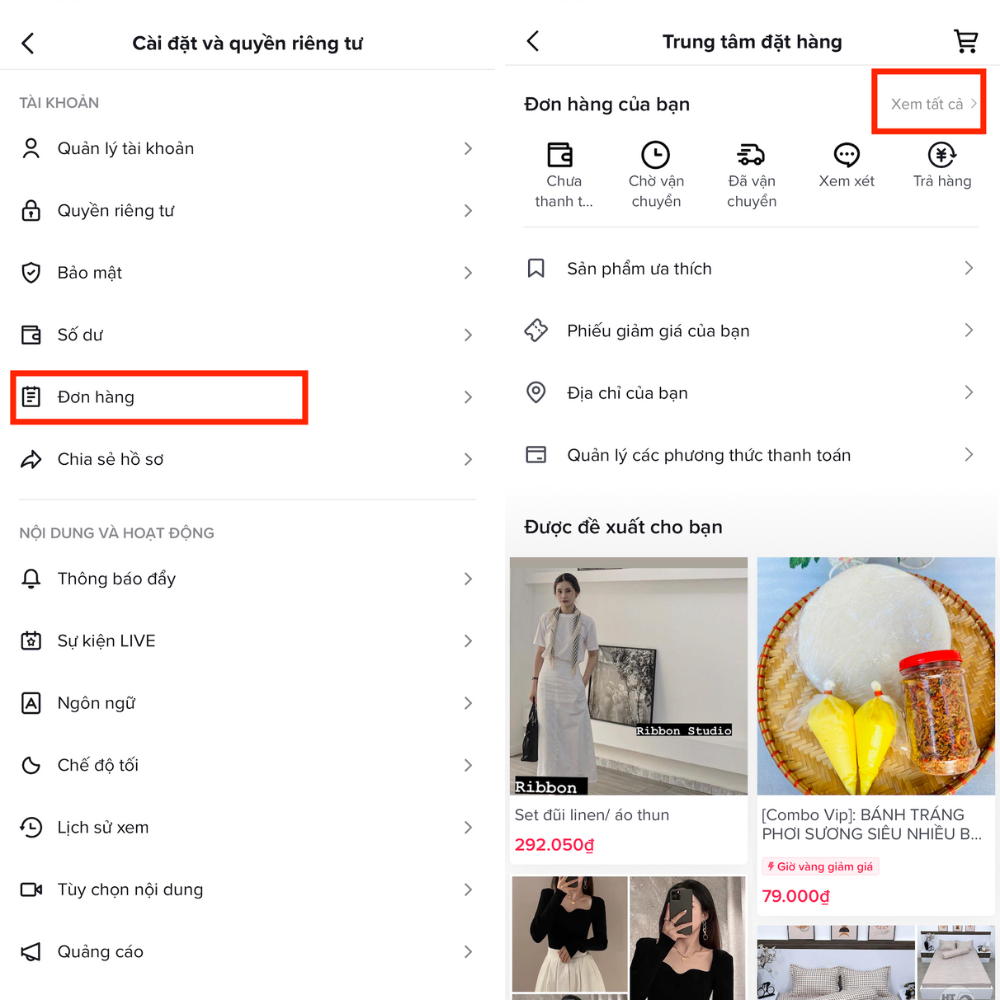 Cách huỷ đơn hàng trên TikTok