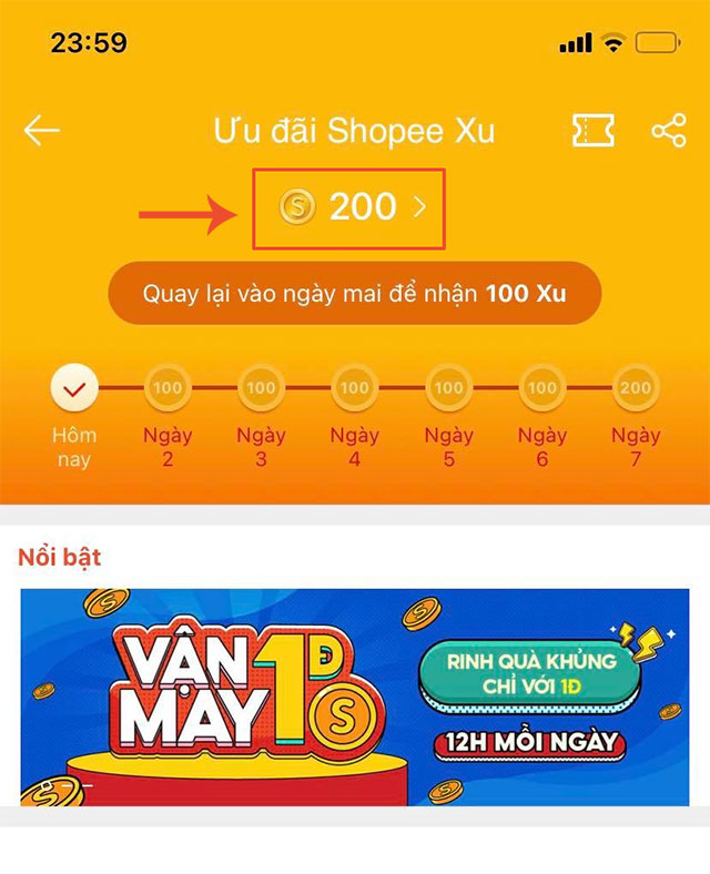 cách lấy xu trên shopee