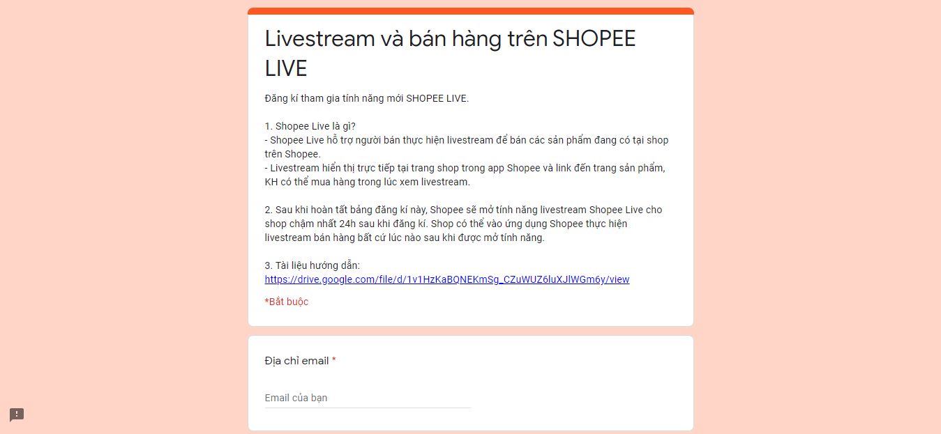 form đăng ký shopee live