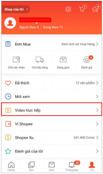 Thiết lập livestream shopee