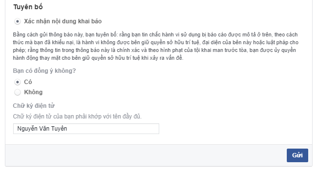 báo cáo facebook giả mạo