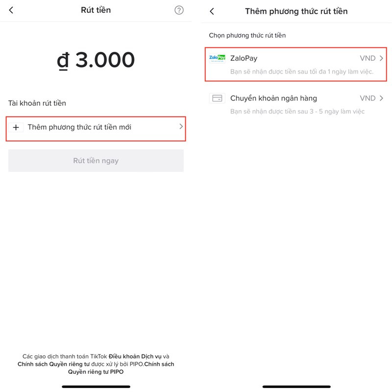 Cách rút tiền từ TikTok