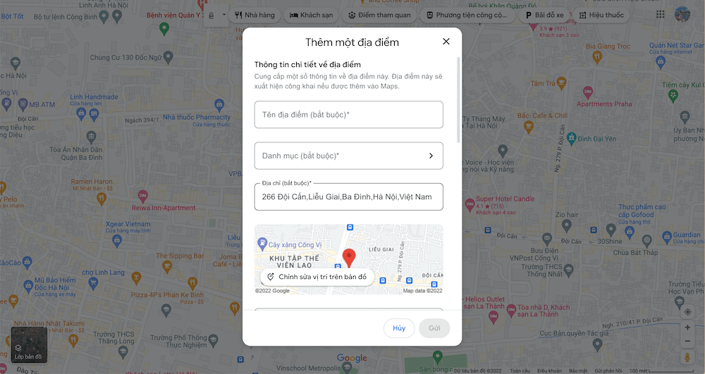 Sử dụng tính năng thêm địa chỉ bị thiếu