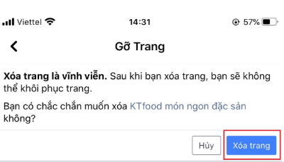 Cách xoá fanpage trên điện thoại iPhone