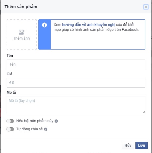 cài đặt cửa hàng trên fanpage 11