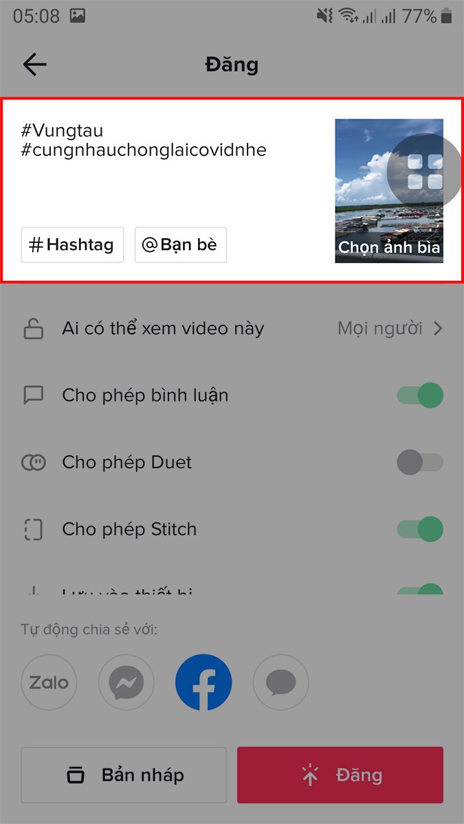 chèn nhạc vào video tiktok
