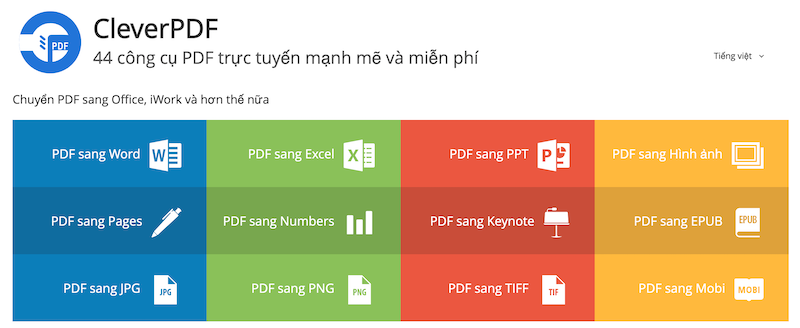 chuyển đổi PDF sang excel Clever PDF