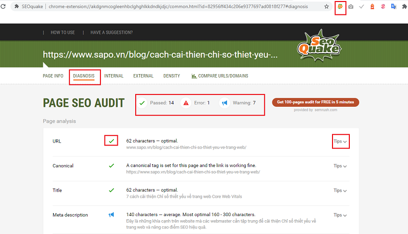 công cụ kiểm tra tối ưu website chuẩn seo seoquake