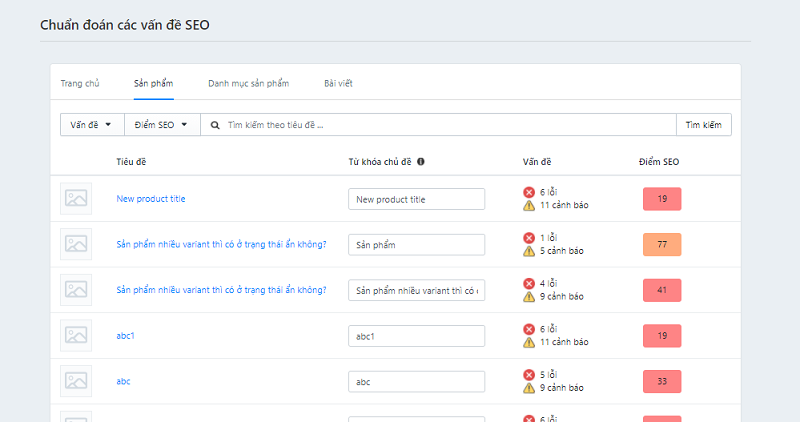ứng dụng tối ưu hóa website chuẩn SEO Sapo Web 2