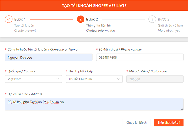 đăng ký tiếp thị liên kết Shopee