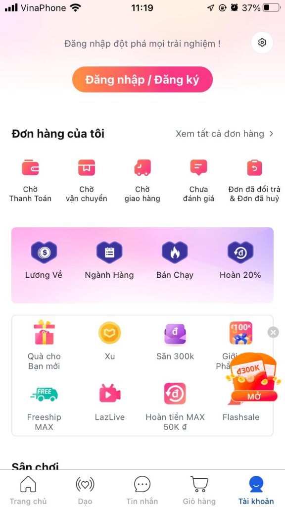 đăng nhập lazada