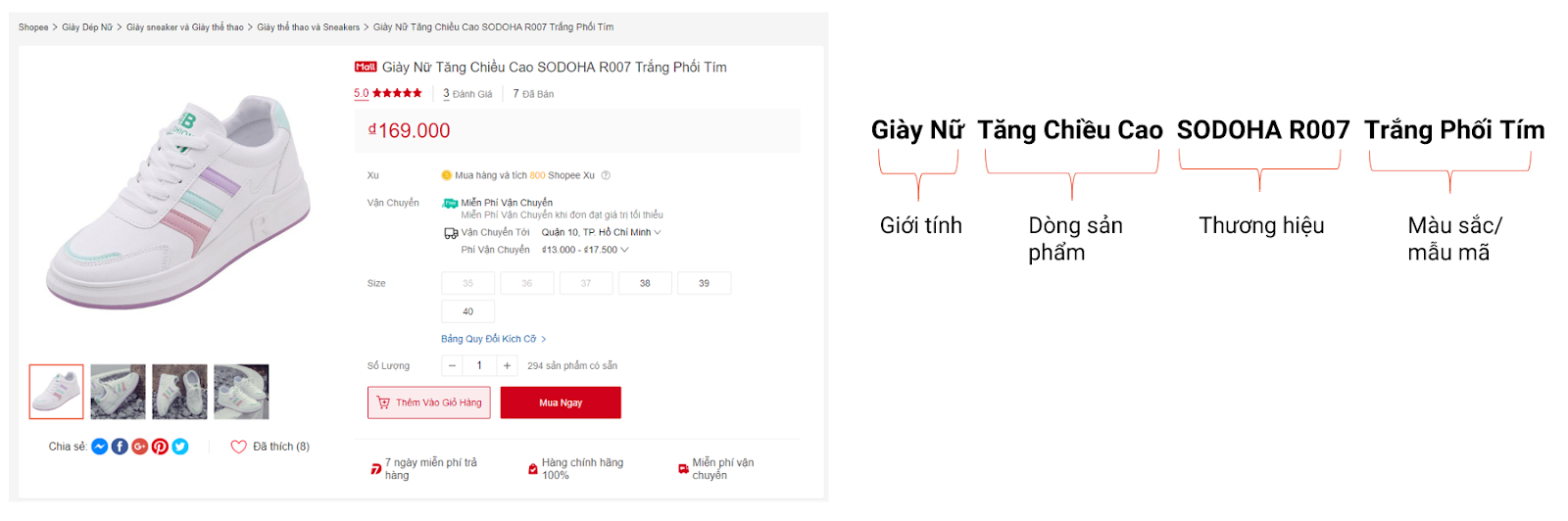 đặt tên sản phẩm shopee
