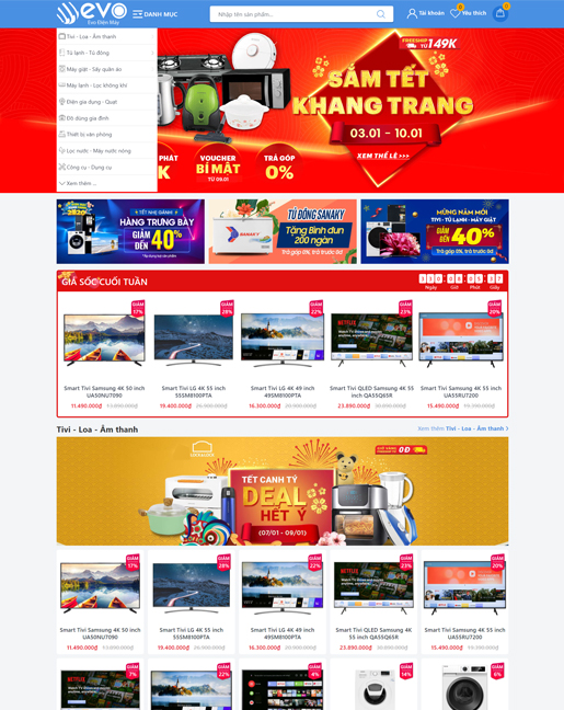 giao diện website đẹp evo điện máy