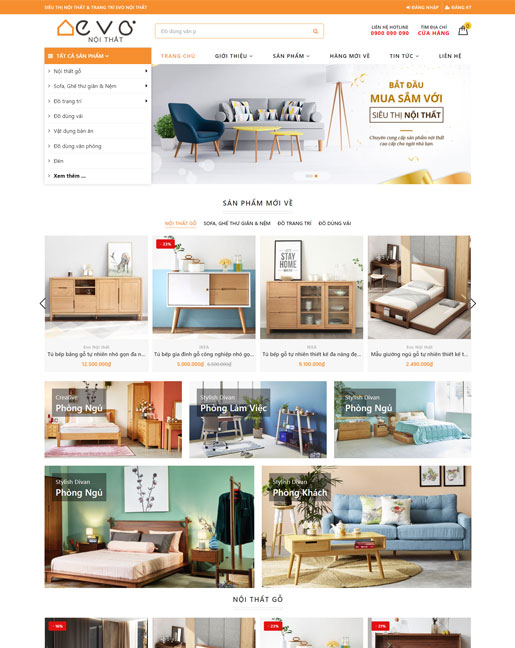 Giao diện web đẹp Evo Nội Thất