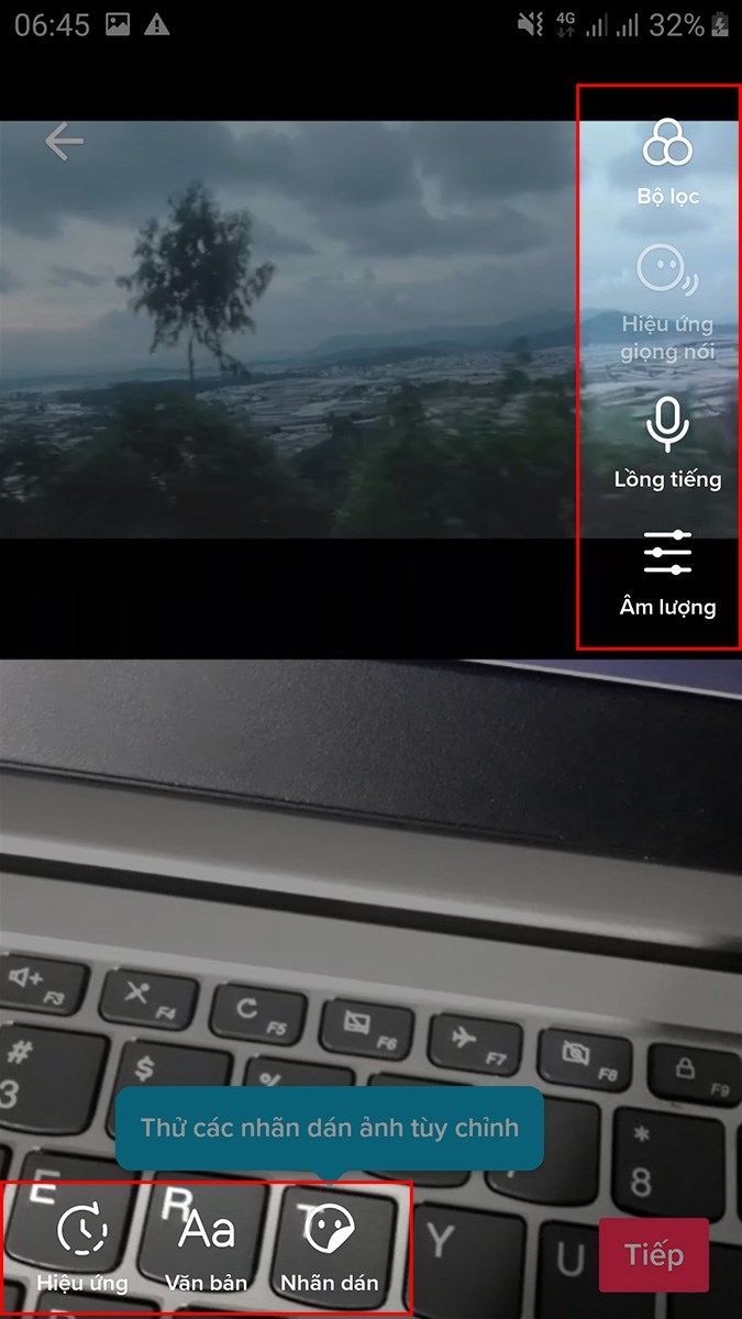 chọn bộ lọc hiệu ứng