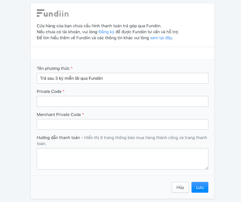 Kết nối Fundiin trên Sapo Web