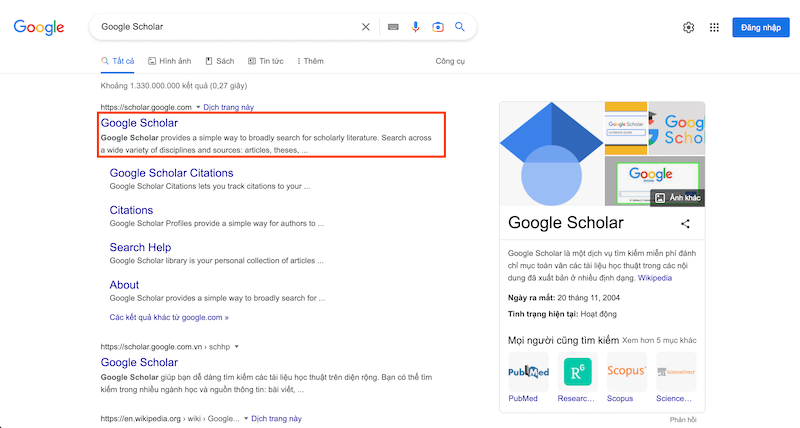 Cách sử dụng Google Scholar