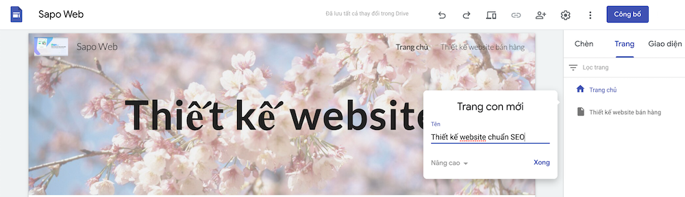 Cách tạo Google sites