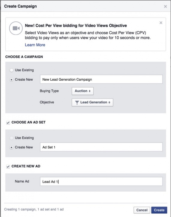 hướng dẫn cài đặt quảng cáo Facebook Leads 1