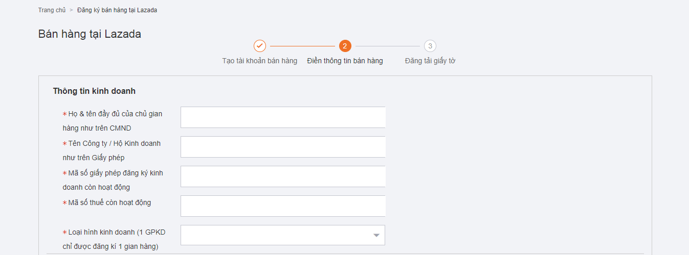 mở gian hàng trên Lazada
