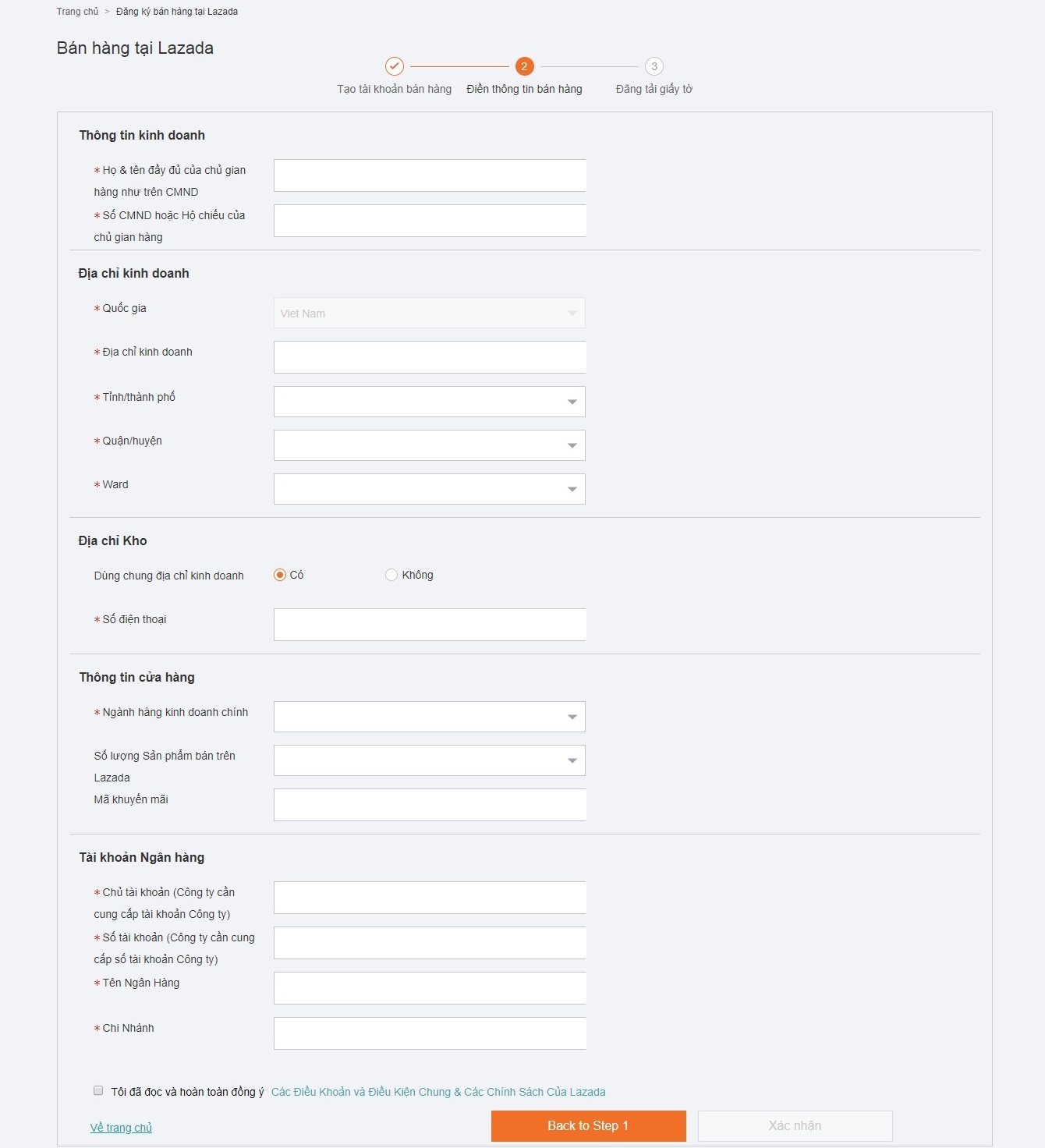 mở gian hàng trên Lazada