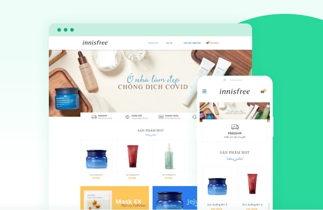Website mỹ phẩm đẹp Innisfree