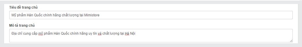 Tiêu đề và mô tả trang chủ khi seo website mỹ phẩm