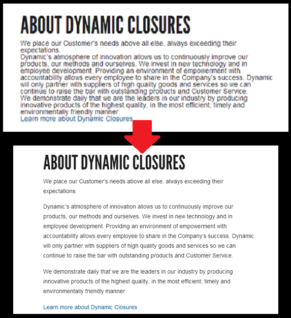 Trước và sau khi có sự xuất hiện của khoảng trắng trong thiết kế web