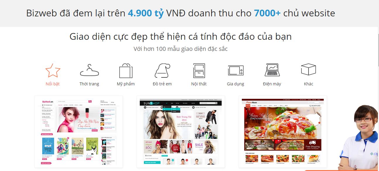 Bizweb mang lại cho bạn hơn 100 mẫu giao diện đẹp, chuyên nghiệp